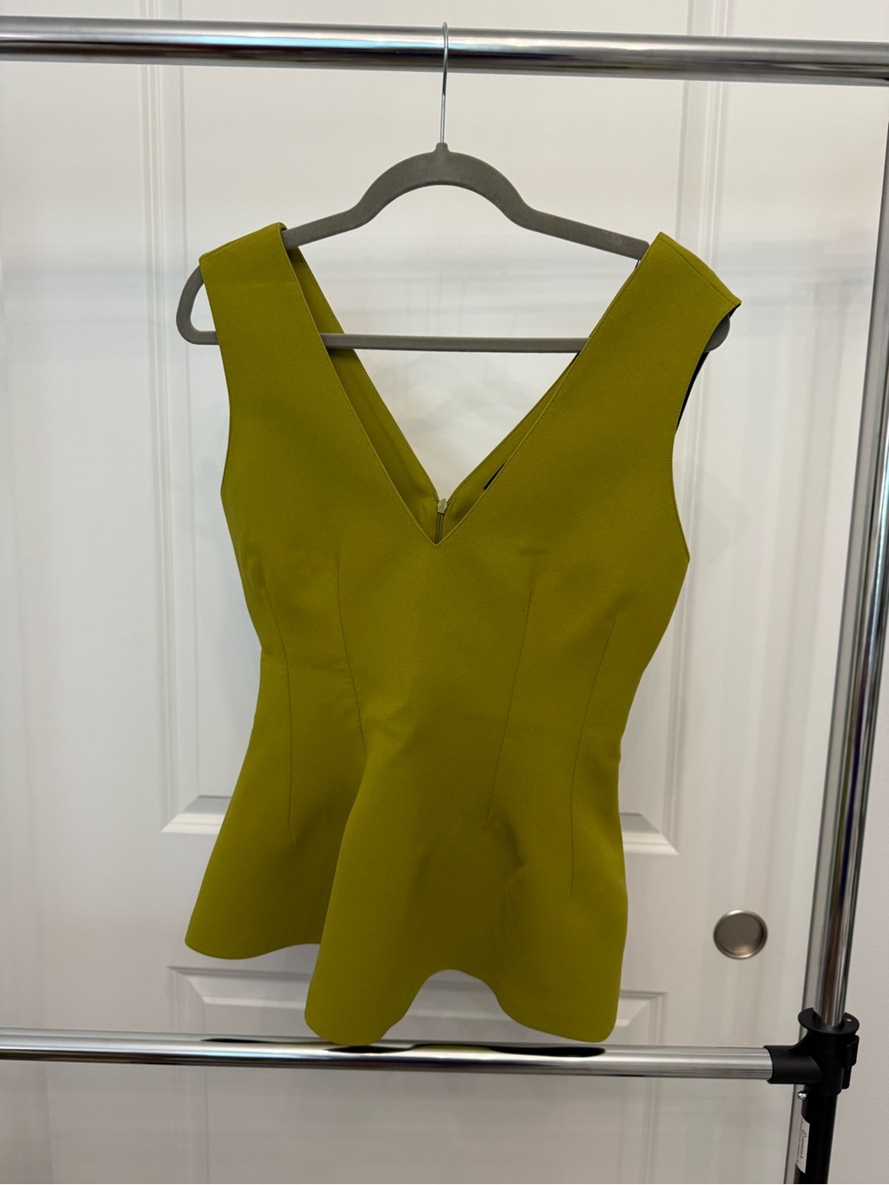 Zara Women’s Olive Green V-Neck Peplum Top